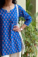 royal blue boby print kurti